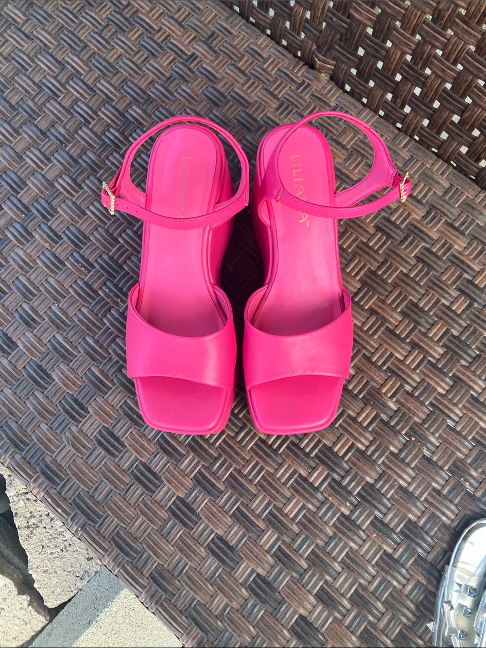 Liliana Bright Pink Chunky Platform Ankle-Strap Sandals - Picture 2 of 6